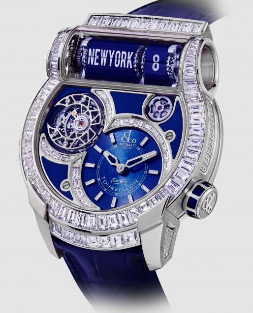 Buy Jacob & Co EPIC SF24 TOURBILLON BAGUETTE BLUE DIAL WHITE GOLD ES802.30.BD.AA.ABALA Replica watch